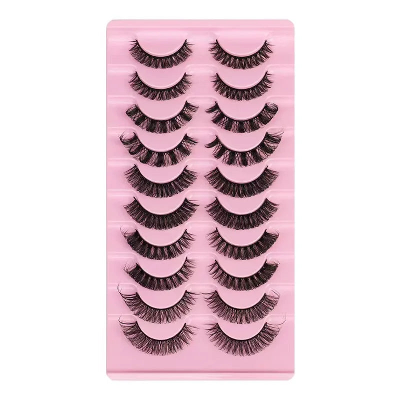 Simple Application Dramatic Russian 3D Mink Strip Lashes 10 Pairs Fake Eyelashes For Mak detail view