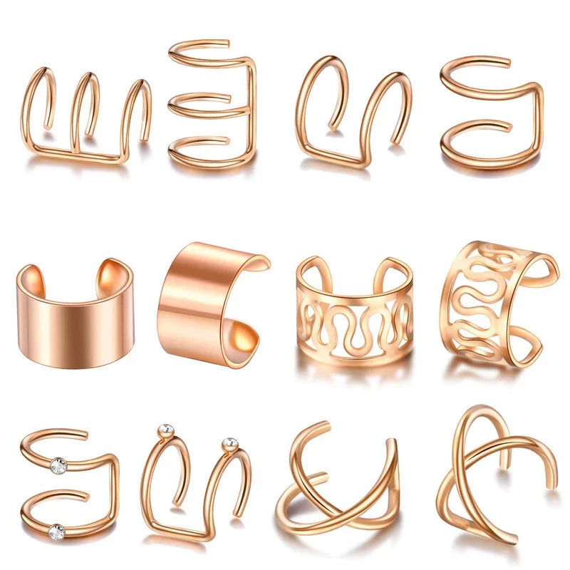 12PCS Hair Cuffs Beads for Braid Rhinestone Hair Piercing Rings Pigtails Decoration additional angle