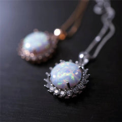 Fashion Sun Flower Pendant Necklace For Women Charm Rose Gold Color Crystal Zircon Imita detail view