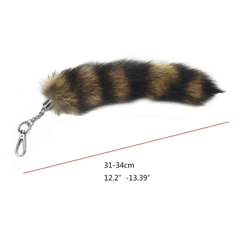 31BB Cute Fox-Racoon Tail Keychain Fur Pendant Key-Chain Bags Charm Keys-Holder Couple Keyrings for Backpack Car Decoration