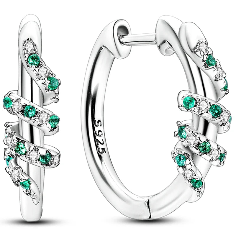 Hot Classic Original 925 Sterling Silver Earrings Colorful Circle Hoop Earrings For additional angle