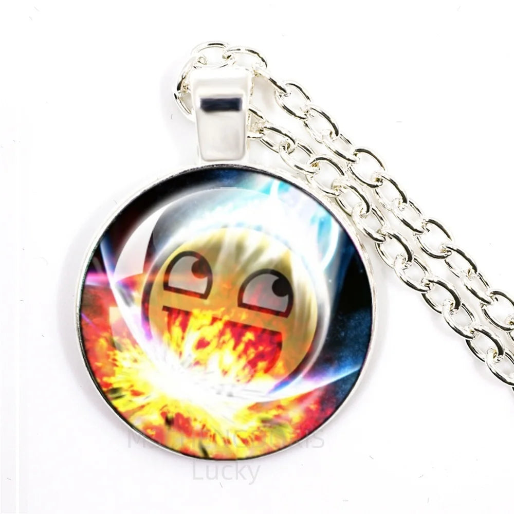 Funny Meme Cartoon Pendant Necklace | Unisex Fashion Jewelry Gift close-up view