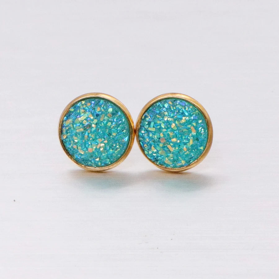 Glitter Resin Stud Earrings Set | Colorful Stainless Steel Jewelry alternate view