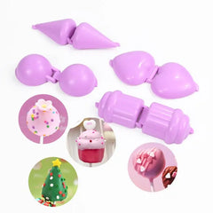 4pcs/set Round/Heart/Cone/Cupcake Lollipop Mold Plastic Cookies Cakepop Mould DIY Fond close-up view