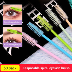 Disposable Eyelash Brushes 50 Pack | Mascara Wands Applicator Spoolies for Lash Extensio detail view