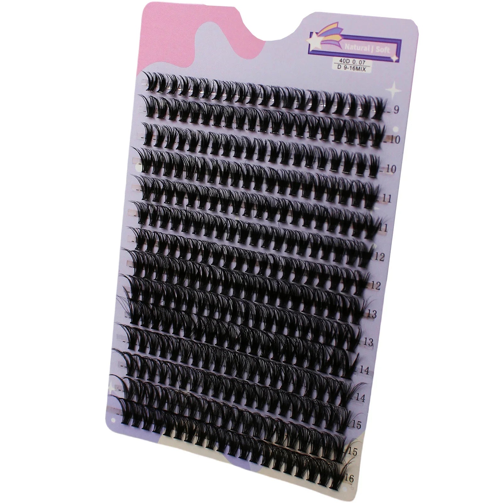 14 Rows 280 Clusters 40D Mix 9-16mm Cluster Lashes Extension | Natural Thick Strip Lashe detail view