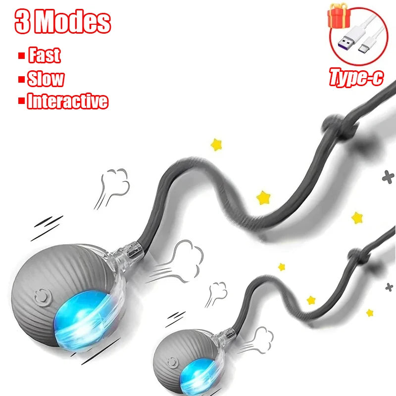 New Cat Interactive Ball Toy Automatic Rolling Ball Faux Tail Rechargeable Smart Pet alternate view