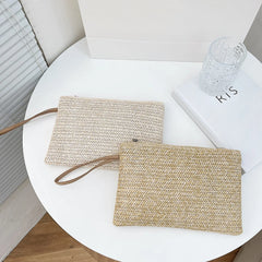 Woven Straw Clutch Wristlet | Bohemian Beach Handbag alternate view