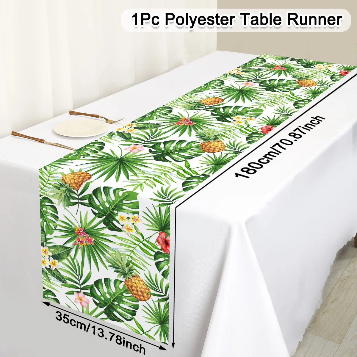 Tropical Hawaiian Party Tablecloth and Candy Bags Set | Flamingo Summer Decor alternate view