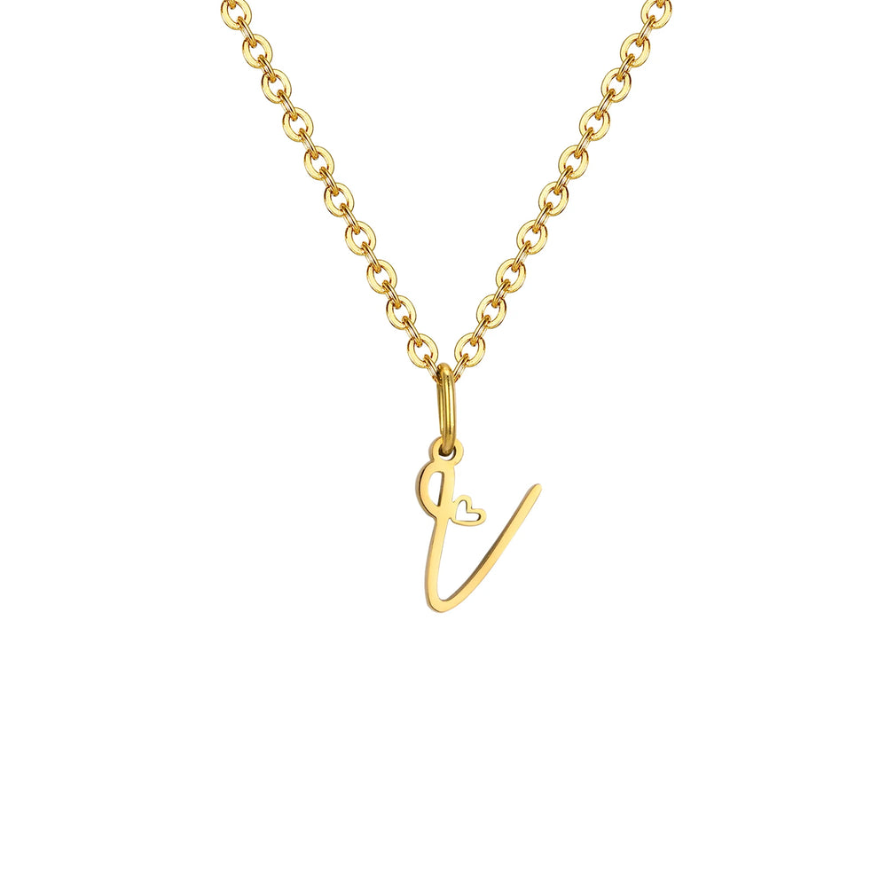 Dainty Heart Initial Necklace for Women, Gold Plated A-Z Letter Pendant, Waterproof additional angle
