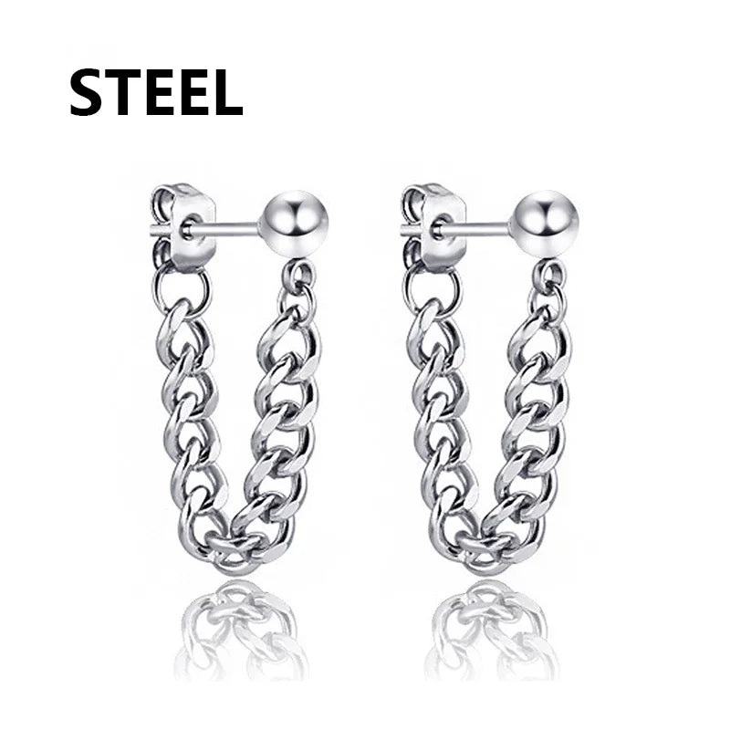 Cross Feather Stud Earrings Set | Unisex Stainless Steel Punk Jewelry lifestyle view