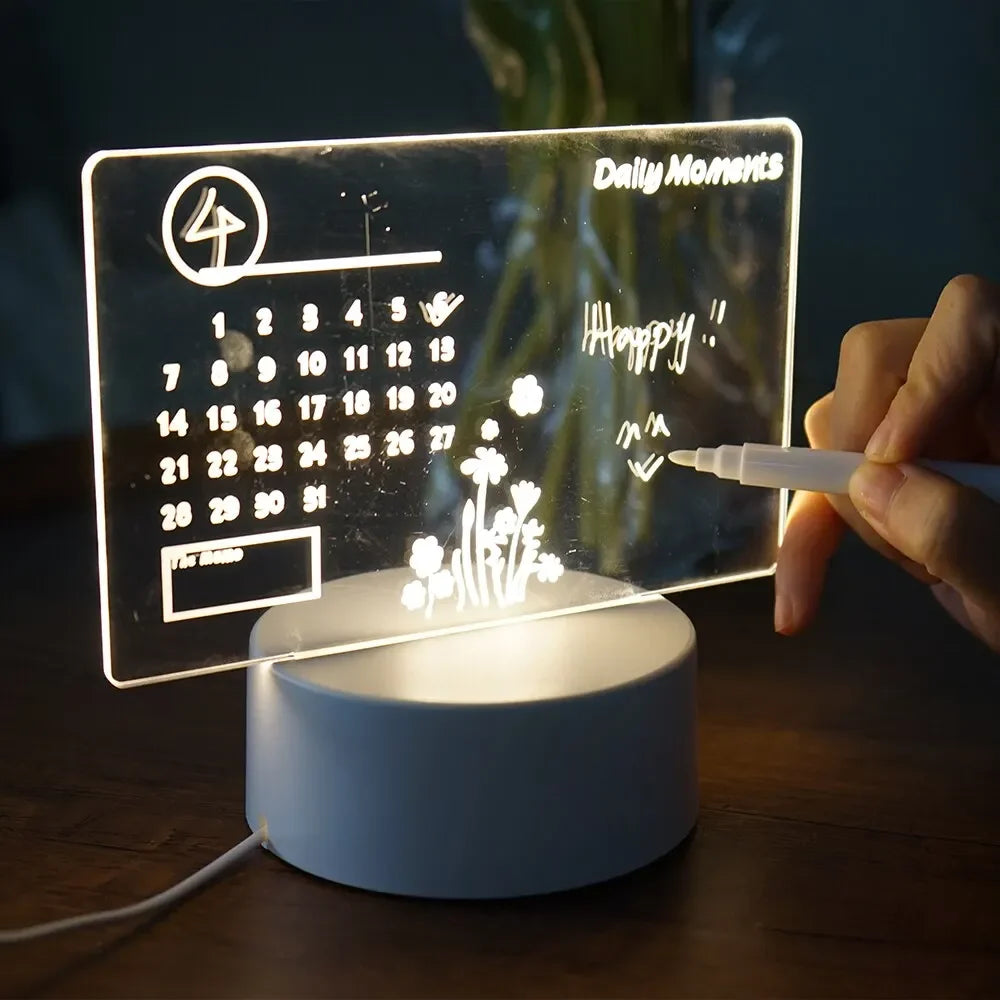 LED Drawing Board Night Light | Reusable Acrylic Message Board with Pen lifestyle view