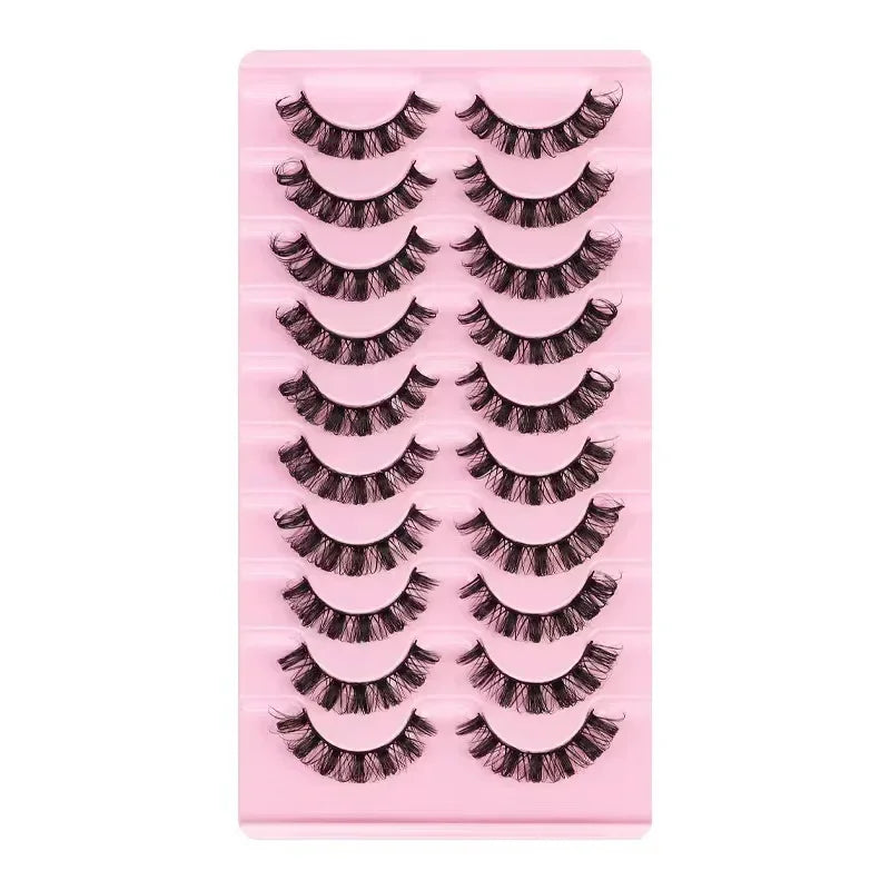 10Pairs 3D Mink Lashes Russian Strip Lash | Dramatic False Eyelashes for Full Volume L close-up view