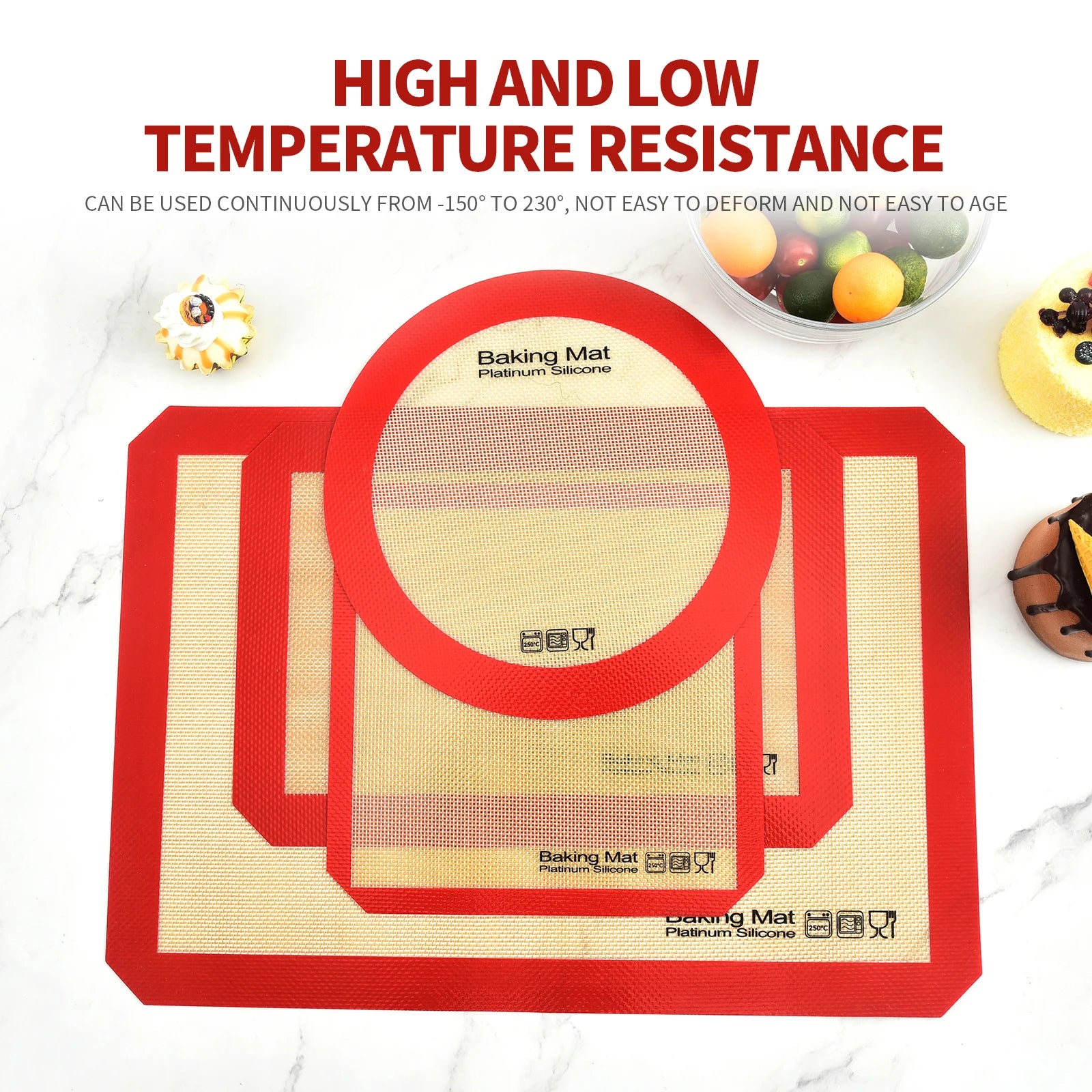 Silicone Baking Mat | Non Stick Heat Resistant Board for Kneading and Rolling