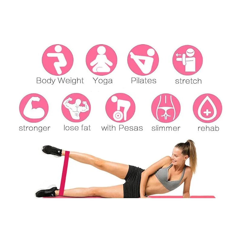 5 Pack Pink Resistance Bands | Elastic Fitness Loops for Leg and Butt Exercise alternate view