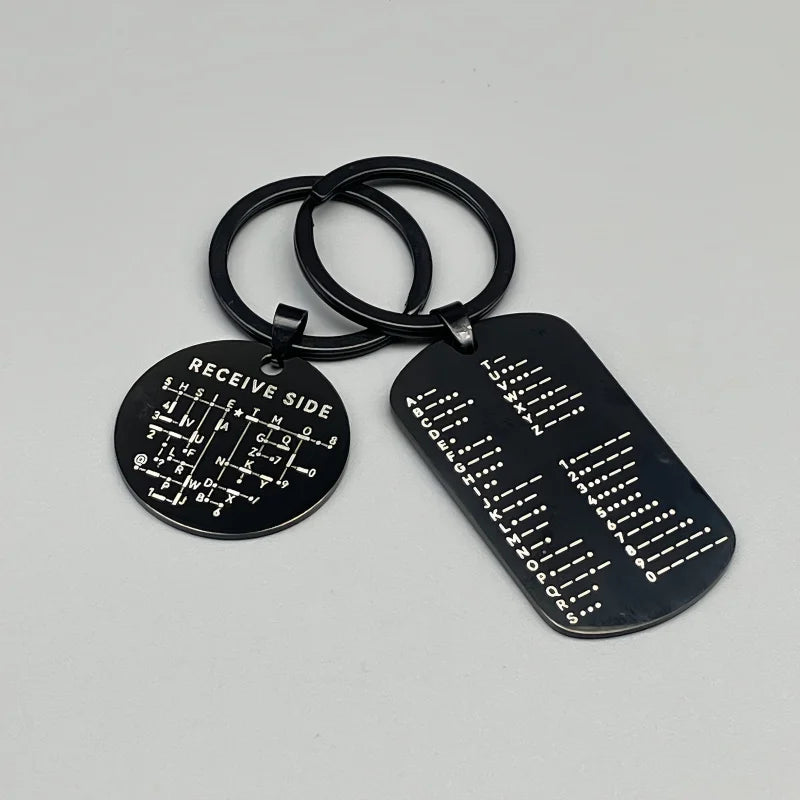 Morse Code Keychain Stainless Steel Letter Theme