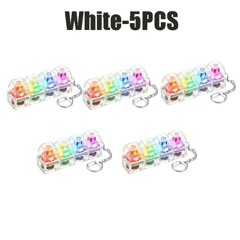 1-10pcs Light Up Keyboard Key Keychain Stress Relief Fidget Toy Clickable Button with LED Light