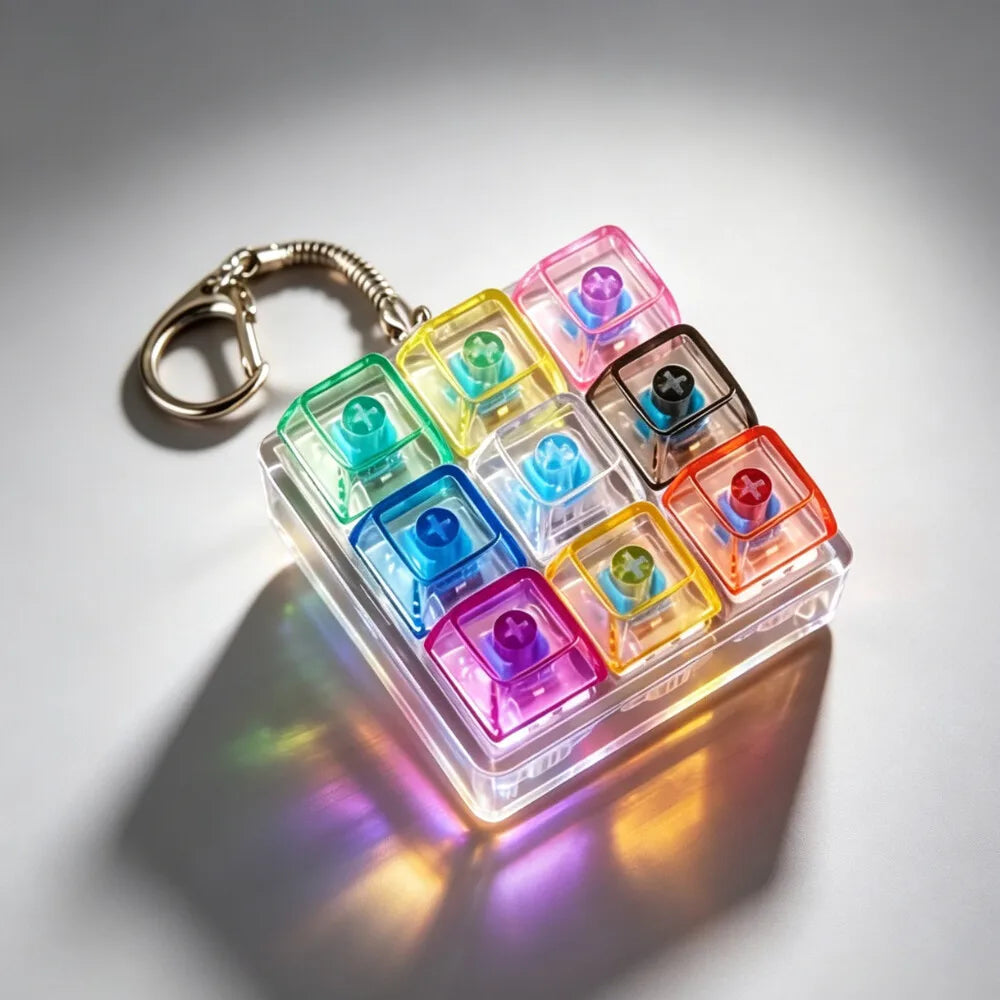 LED Keyboard Keychain Fidget Toys Crystal Clicker Sensory Toy for Stress Relief Keyboa close-up view