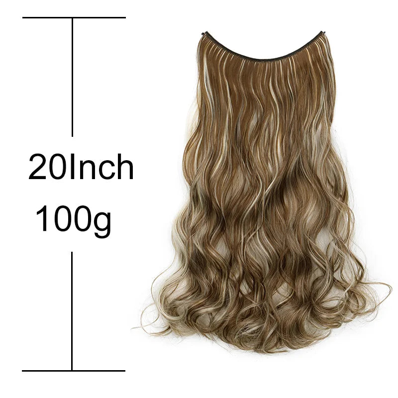 WIGSIN Synthetic One Piece No Clip Hair Extension 20Inch Long Curly Fish Line Fake Hair detail view