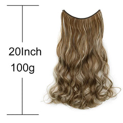 WIGSIN Synthetic One Piece No Clip Hair Extension 20Inch Long Curly Fish Line Fake Hair detail view