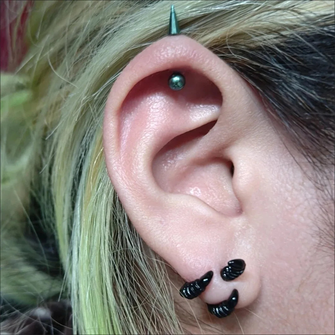 Gothic Black Claw Stud Earrings | Geometric Punk Jewelry for Women detail view
