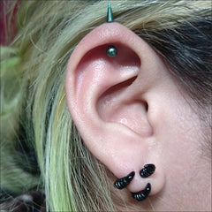 Gothic Black Claw Stud Earrings | Geometric Punk Jewelry for Women detail view