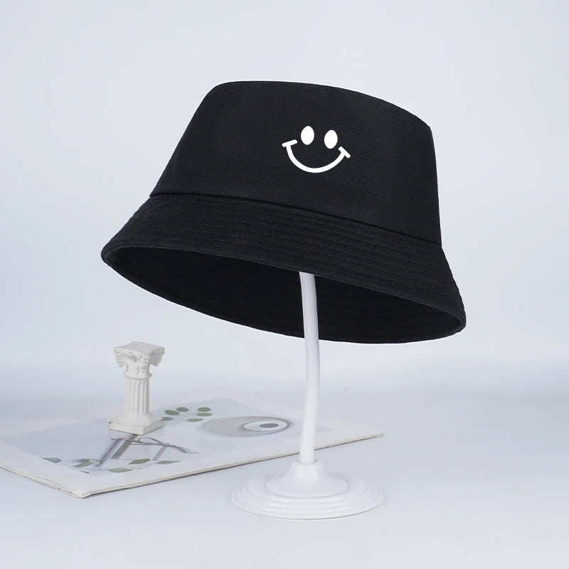 Smiley Face Fisherman Hat for Kids | Cute UV Protective Foldable Sun Hat detail view