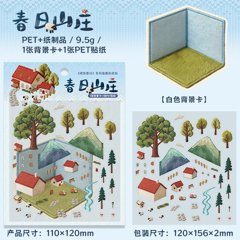 Journal GO Creative 3D Scenes Cartoon Landscape Stickers Spring diy Sticker for Gift C close-up view