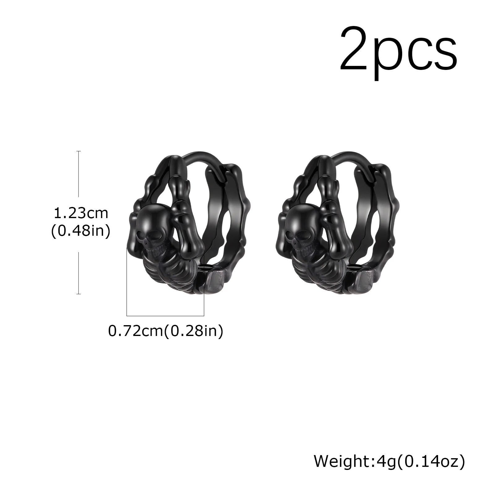 Punk Skeleton Hoop Earrings for Men | Never Fade Metal Huggies alternate view