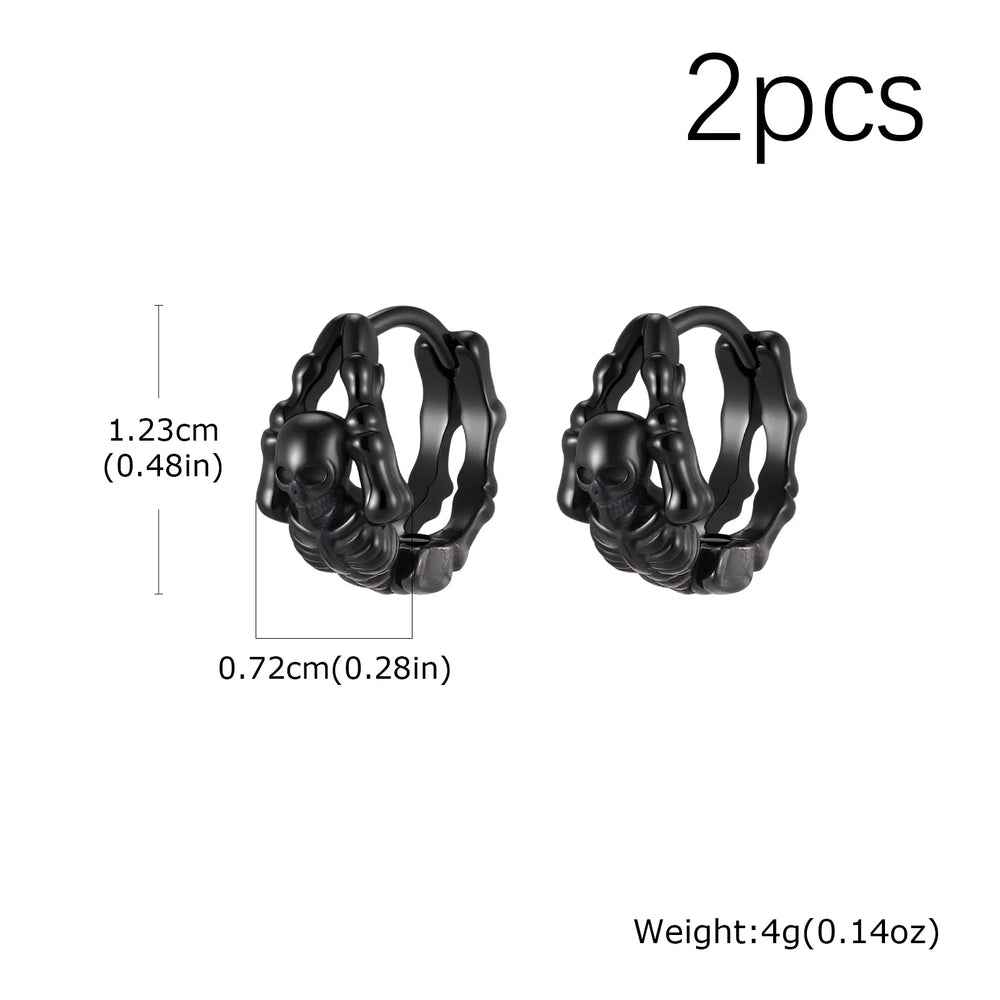 Punk Skeleton Hoop Earrings for Men | Never Fade Metal Huggies alternate view