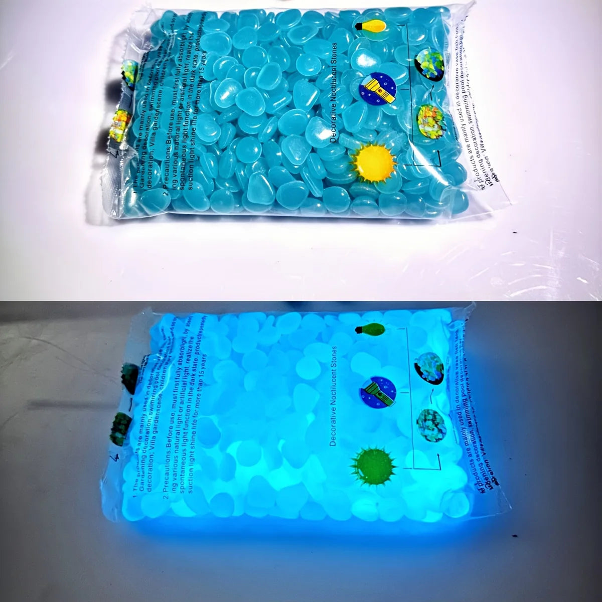 100pcs Glow In The Dark Pebbles Resin for Landscape detail view