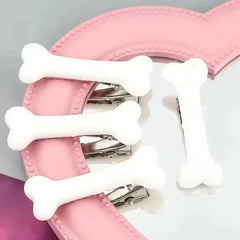 Y2K White Bone Hair Clip Cute Bobby Pins Girl Fashion Dog Bones Hairclips Decoration Hai detail view