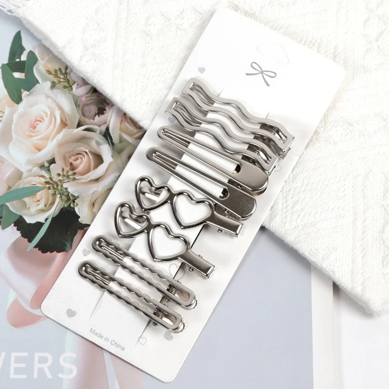 Y2K Duckbill Hairpin Sliver Metal Hair Clips Women Girls Personality Bangs Side Headwear Barrettes Hairclip Styling Accessories
