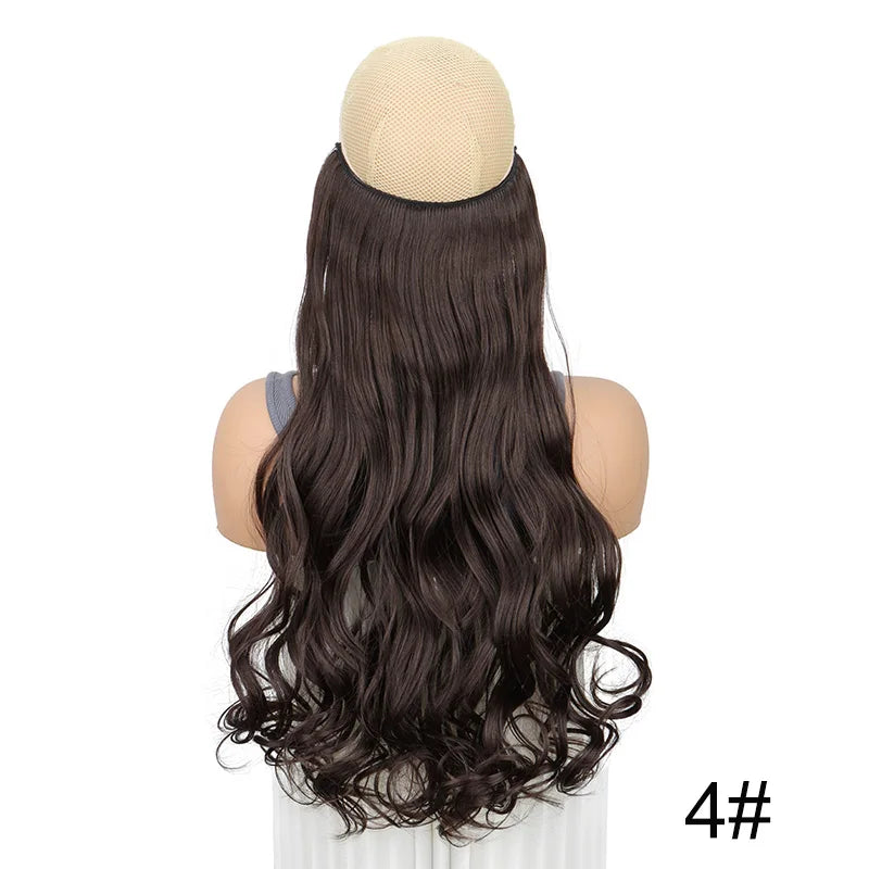 WIGSIN Synthetic One Piece No Clip Hair Extension 20Inch Long Curly Fish Line Fake Hair detail view