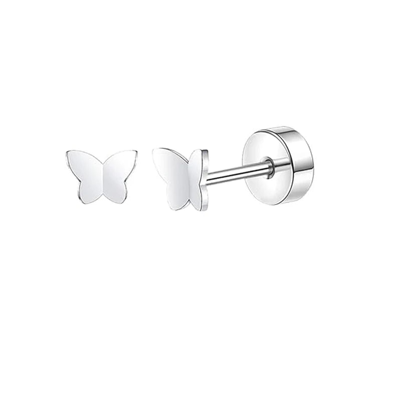 2pcs/lot 20G Star Heart Butterfly Stud Earring for Women Stainless Steel Crystal Ea additional angle