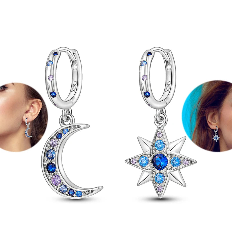Hot Sale 925 Sterling Silver Heart Earrings Fit Original Charms Hoop Earrings For Women Girls Stud Earring Fine Jewelry Gifts