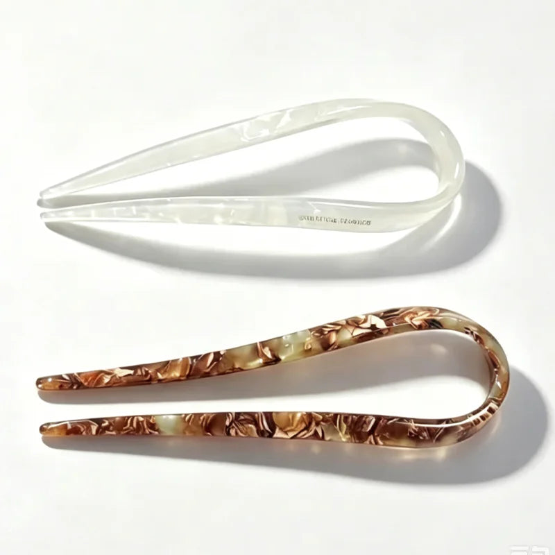 Retro U-shaped Acetate Hairclip for Women Elegant Temperament Ponytail Hairpin Fash additional angle