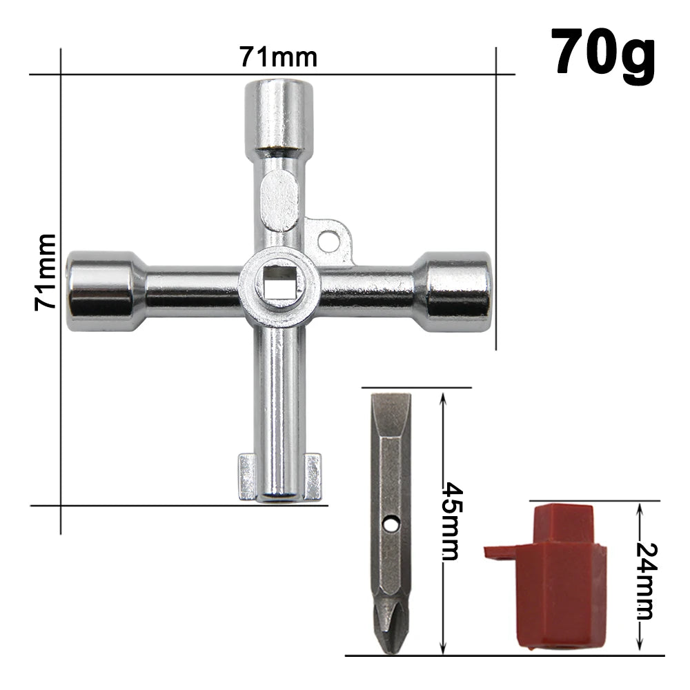 4in1 Silver Key Wrench Set | Electrical Elevator Control Cabinet Screwdriver Tool detail view