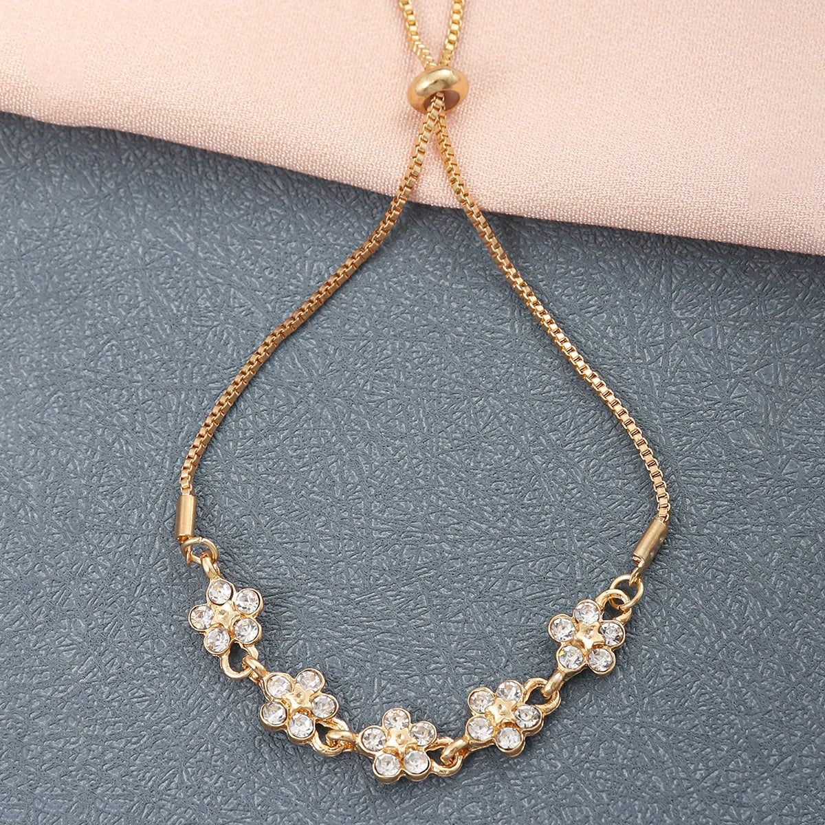 Zinc Alloy Bracelet Sparkling Zircon Flower Bracelet Handmade Bracelet Alloy For Dail alternate view