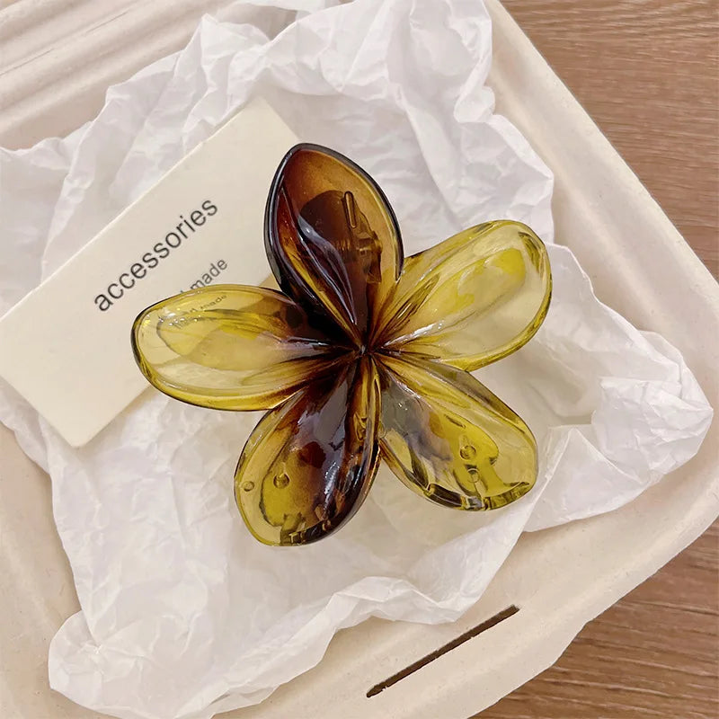 Korean Hawaiian Gradient Flower Hair Claw Clip For Women Girl Fashion Plastic Non S additional angle