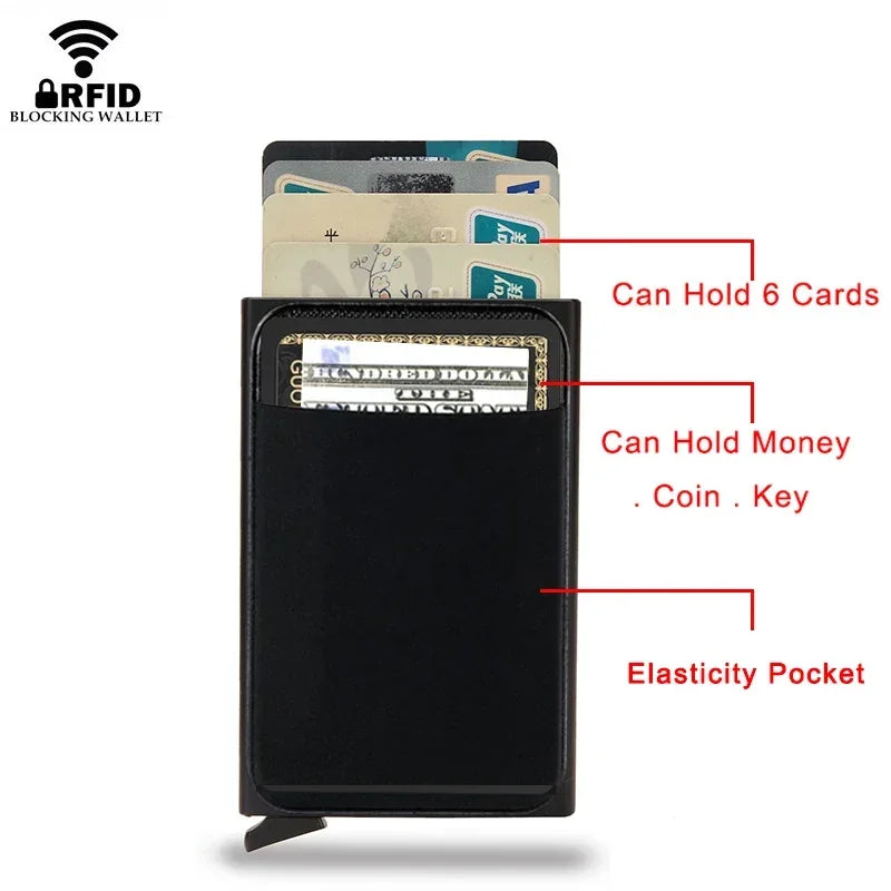 DIENQI RFID Credit Card Holder | Slim Pop-Up Metal Wallet additional angle