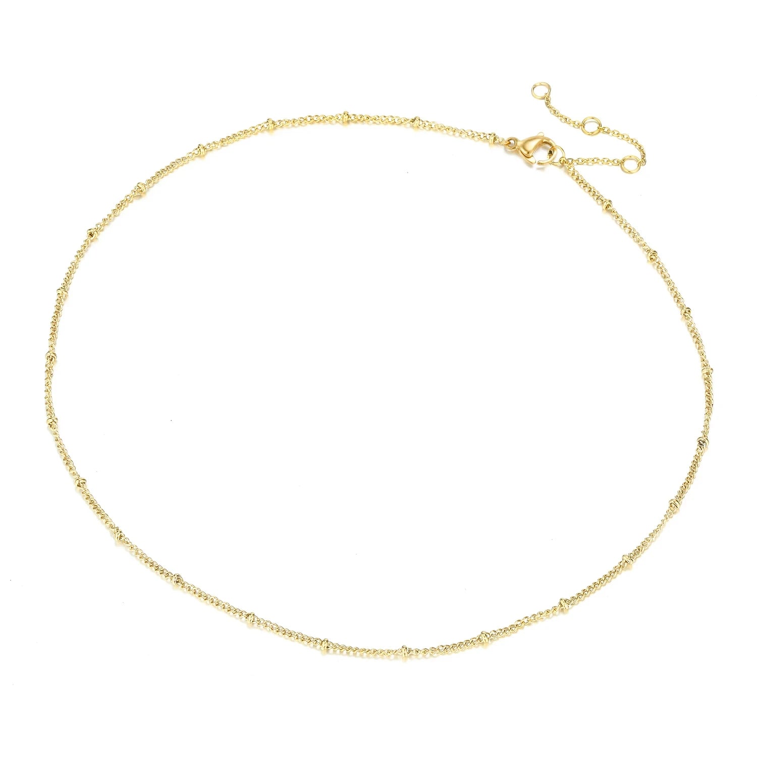 Dainty Gold Layered Bead Chain Necklace | Stainless Steel Star Pendant Jewelry additional angle