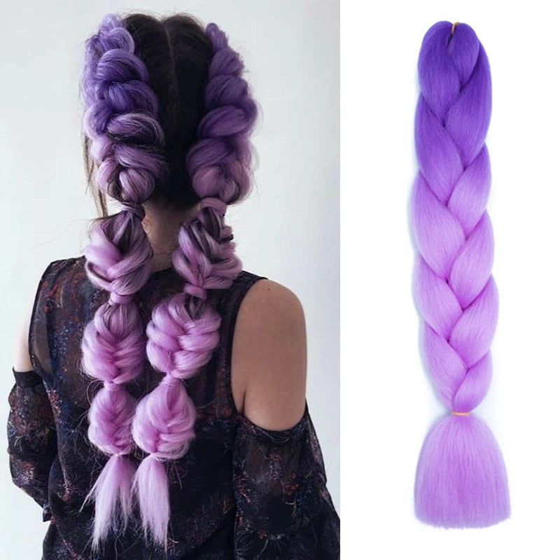24Inch Synthetic Long Straight Yaki Braids Hair Jumbo Braid Hair Extension Pre Stretch close-up view