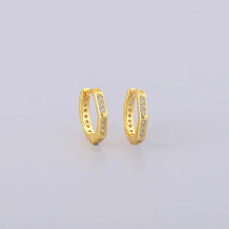 ANENJERY CZ Zircon Circle Hoop Earrings for Women Men Punk Trendy Party Accessories additional angle