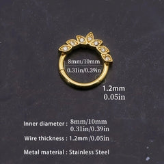 1Pc 18K Gold Plated Stainless Steel Nose Ring,Synthetic Zircon Nasal Septum Piercing alternate view