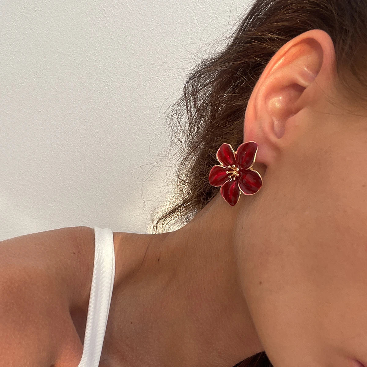 Drip Oil Flower Stud Earrings Women Vintage Colorful