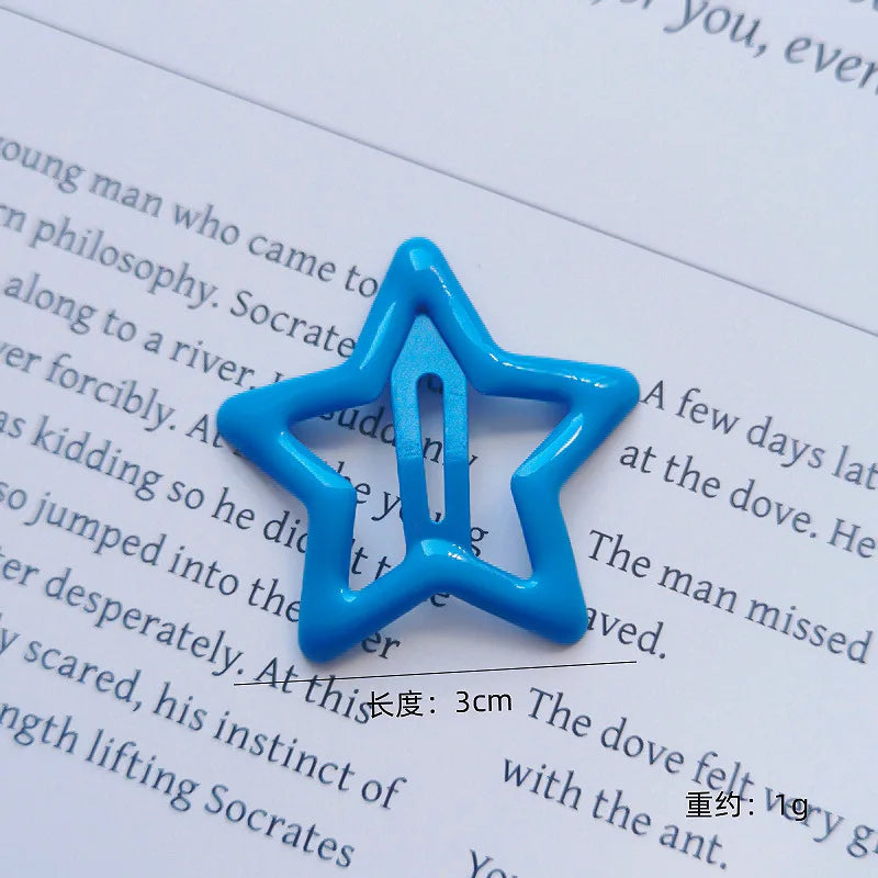 10pcs Colorful Star BB Hair Clips Girls Y2K Cute Star Barrettes Women Simple Metal Snap detail view