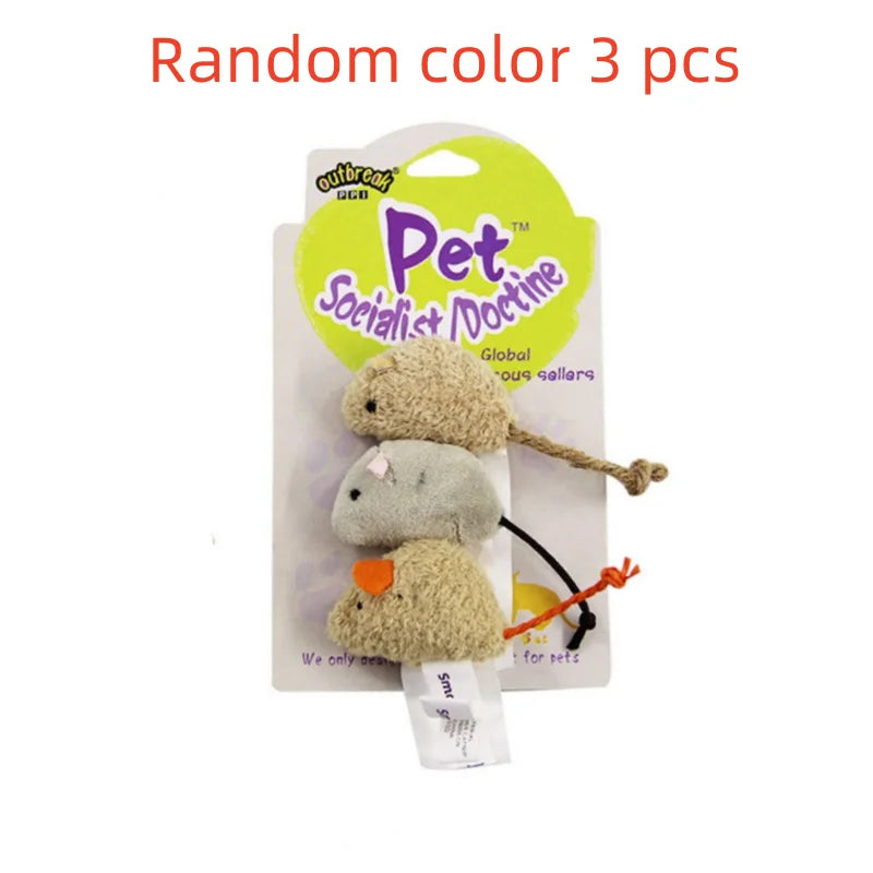 3Pcs New Plush Simulation Mouse Cat Toy Bite Resistance Plush Mouse Cat Scratch Inter alternate view