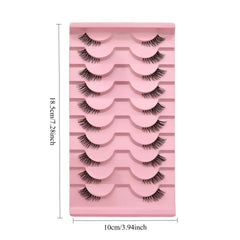 Clear Band Half False Eyelashes Natural Wispy Faux Mink Lashes Lightweight Reusable C alternate view