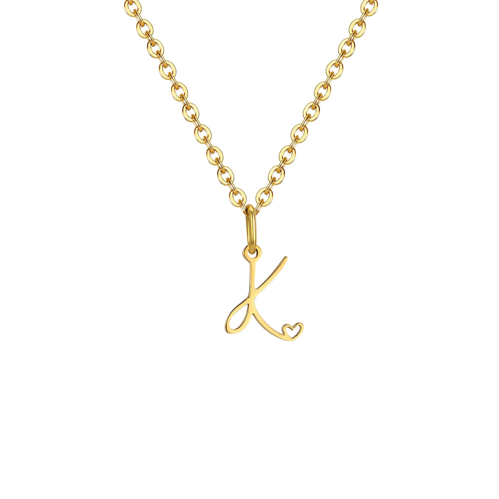 Dainty Heart Initial Necklace for Women, Gold Plated A-Z Letter Pendant, Waterproof Stai detail view